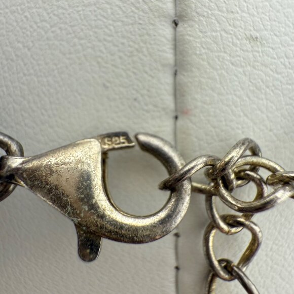 Black Gemstone & Clear Gemstone Sterling Silver Bead Necklace With Lobster Clasp - Picture 7 of 8